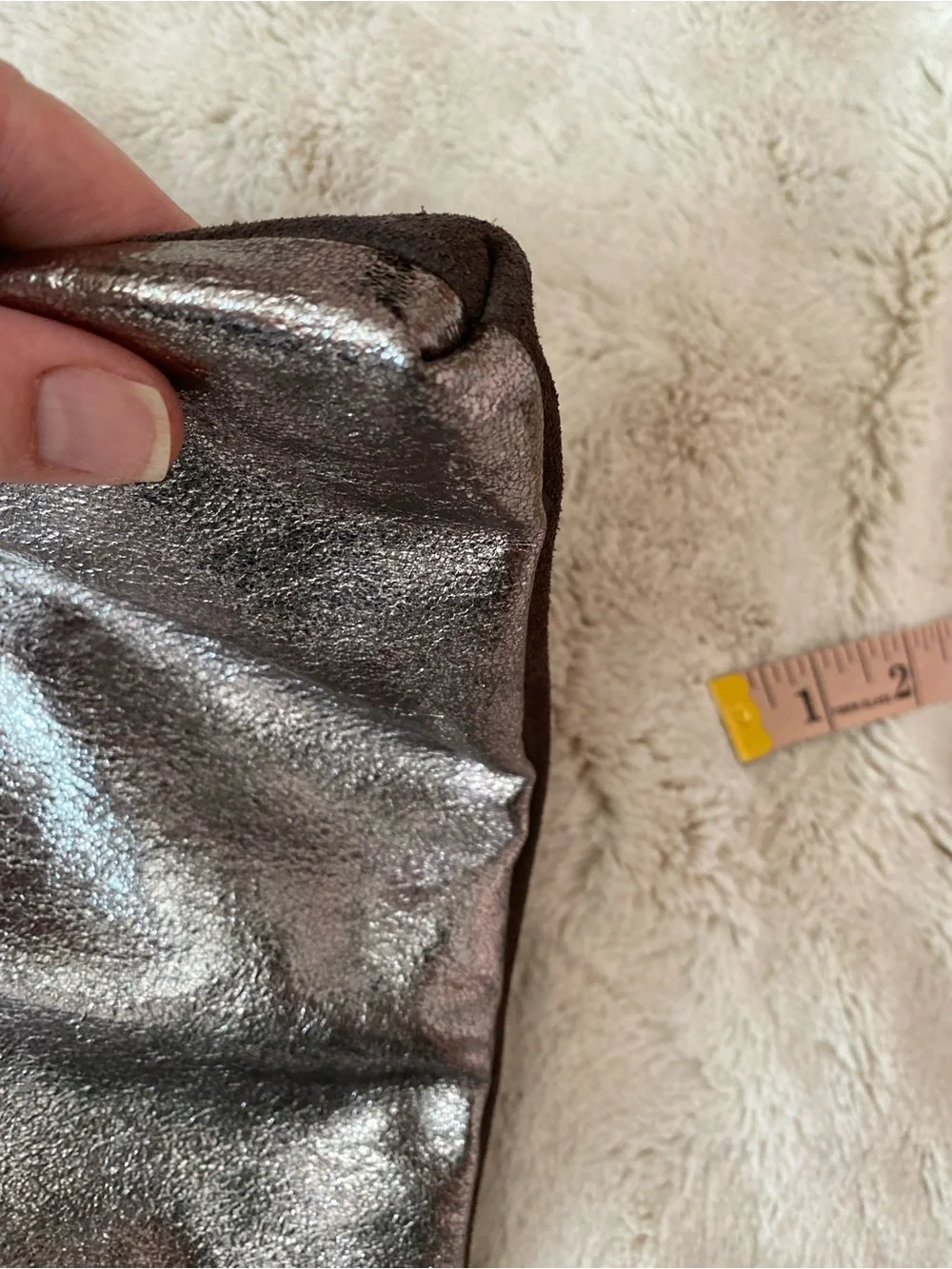 Banana Republic metallic leather foldover zip closure clutch/pouch